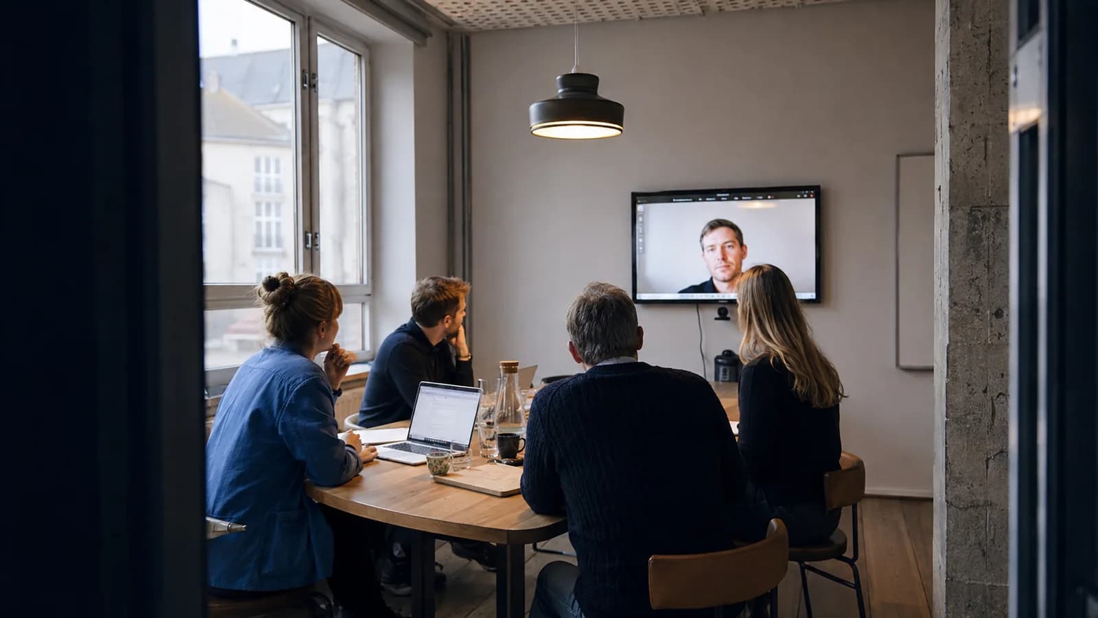 En naturlig arbejdssituation om hybride møder