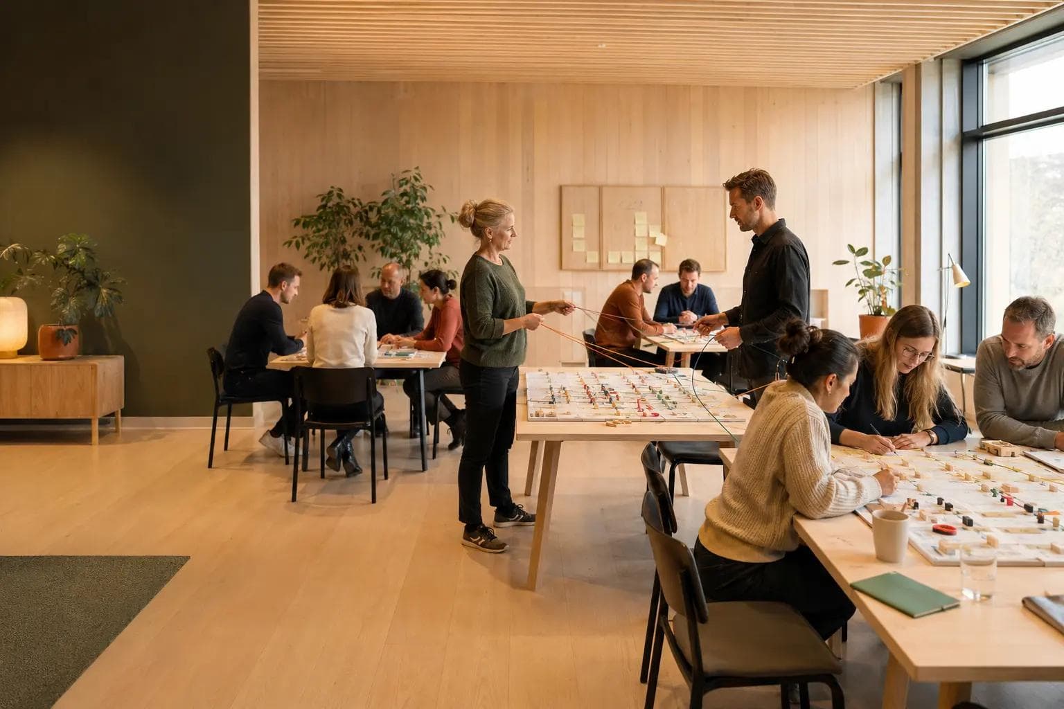 Flere teams koordinerer fælles afhængigheder og leverancer på tværs